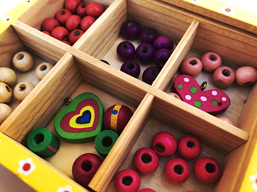 Painted and Sealed Wooden Beads