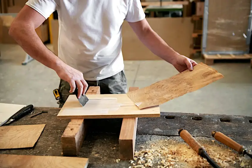 Wood Veneer Applied to Plywood Base