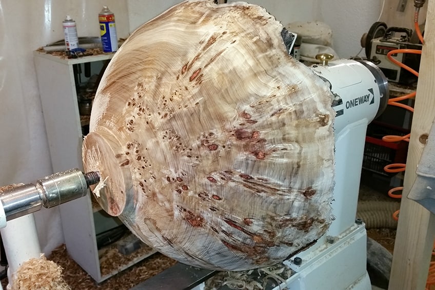 Burl-Wood Bowl on Lathe