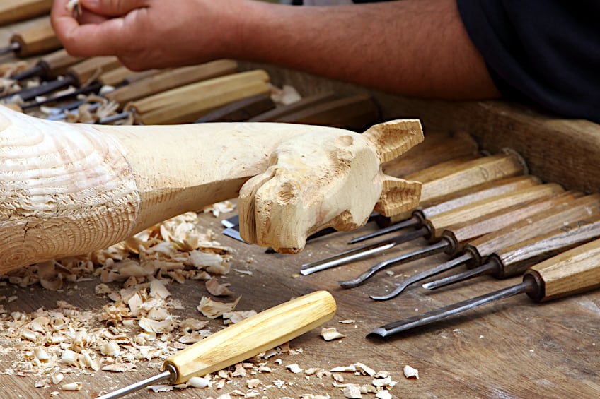 Wooden Horse Carving and Tools