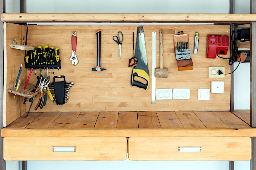 DIY Wooden Garage Workbench