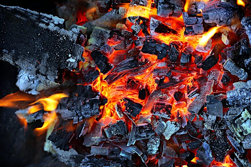 Cut Wood with Hot Coals